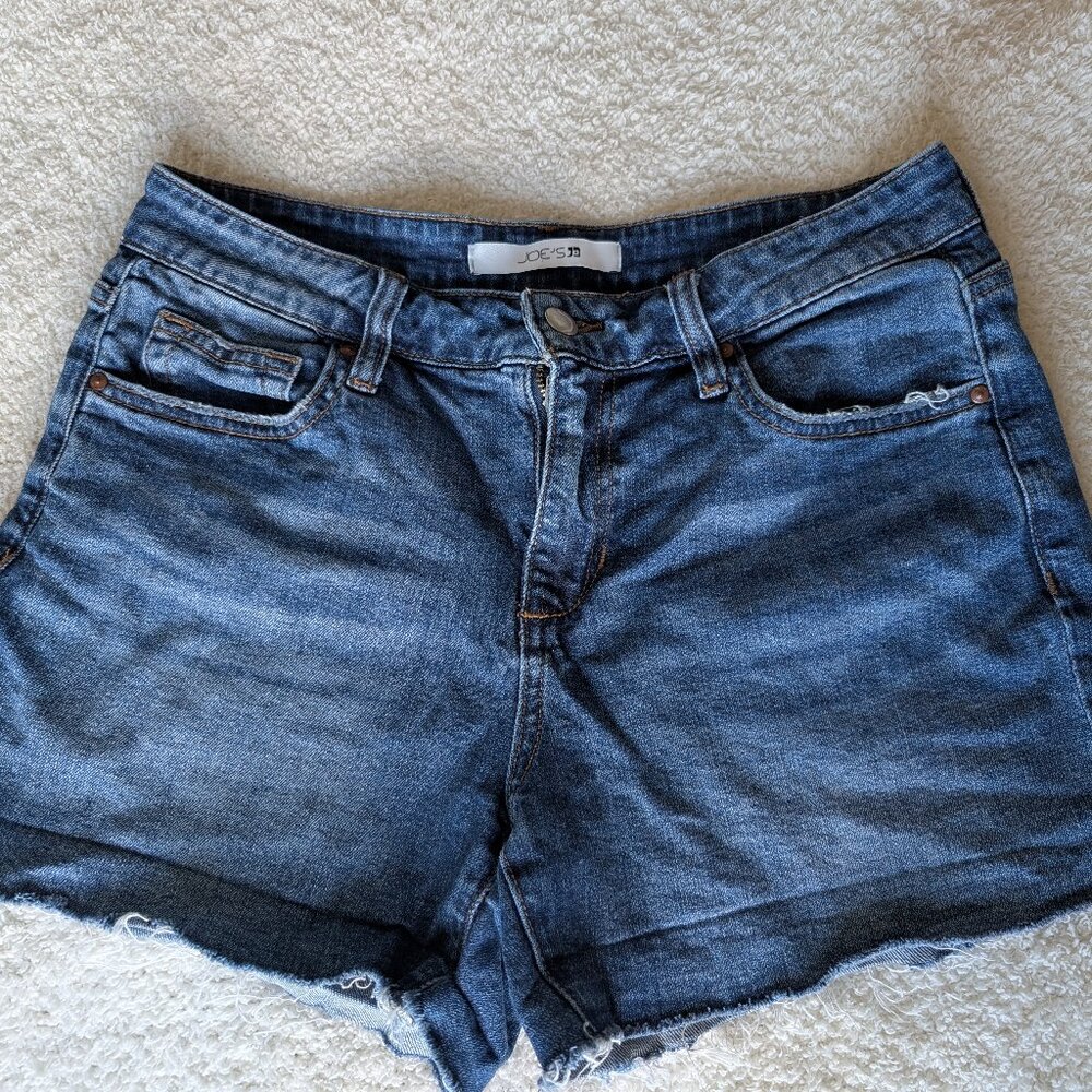 Joe’s Jeans Midrise Cutoff Denim Shorts • Size 28 • Raw Edge + Minor Distressing